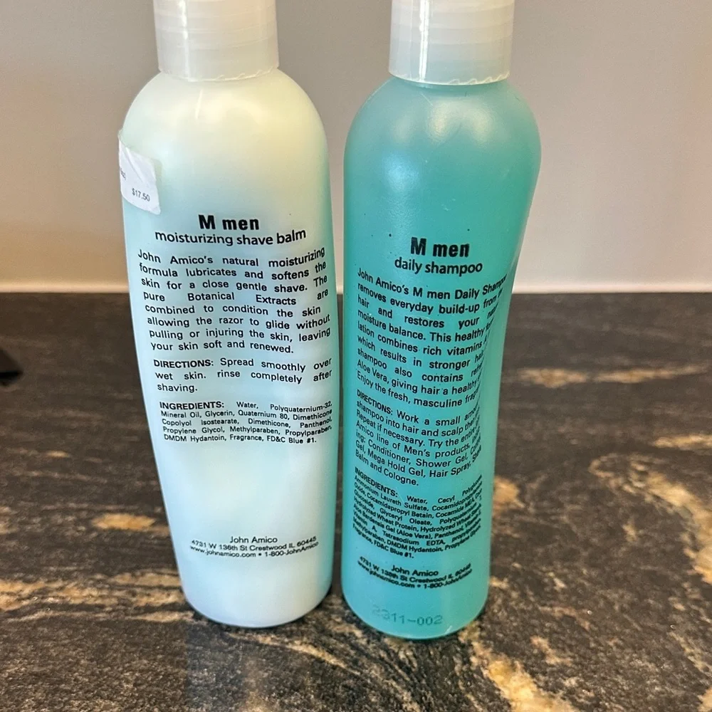 Men Shave Balm and Shampoo Set - White and Blue